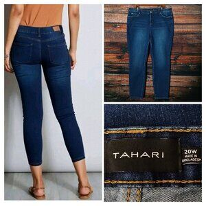 Tahari Jeans Plus Size 20 W Chloe Skinny Ankle Fit Solution Blue Denim Stretch